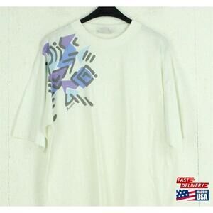 T Shirt Size Xl White With Tennis Style Print Unisex Classic